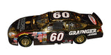 Close-up of the dual signed Greg Biffle and Jack Roush #60 Grainger 24K Gold Team Caliber Owners Series 1/24 scale NASCAR diecast showcasing authentic autographs, brilliant commemorative finish, premium craftsmanship, and an included JSA Certificate of Authenticity.