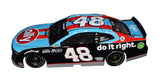 Close-up of the dual autographed 2020 Jimmie Johnson and Richard Petty Darlington Throwback RCCA Elite 1/24 scale NASCAR diecast showcasing the iconic #43-inspired Ally paint scheme, authentic signatures, and detailed Action craftsmanship. Includes a Certificate of Authenticity.