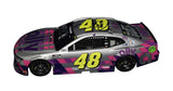 Close-up of the dual autographed 2020 Jimmie Johnson and Rick Hendrick Homestead Final Car raced version Lionel 1/24 scale diecast showcasing the iconic Ally No. 48 Chevrolet, realistic raced finish, authentic signatures, and included Certificate of Authenticity.