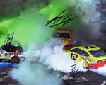 Experience the thrill of NASCAR's 2021 season with this Triple Signed 8X10 photo featuring the authentic autographs of Joey Logano, Ryan Blaney, and Brad Keselowski.