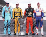 The combined autographs of Kyle Busch, Denny Hamlin, Martin Truex Jr., and Erik Jones make this Joe Gibbs Racing Championship Trophy photo a remarkable gift for racing enthusiasts. Hurry, stock is extremely limited!