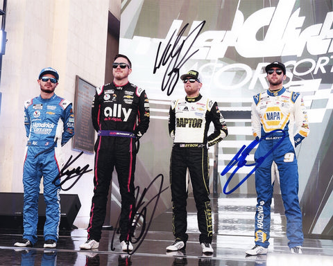 Unleash the power and prestige of Hendrick Motorsports with our exclusive 4X AUTOGRAPHED 2023 Hendrick Motorsports Team (Driver Intros) Signed 8x10 Inch Picture. This spectacular NASCAR photo captures the excitement of driver introductions and features the authentic signatures of four racing titans: Chase Elliott, Kyle Larson, William Byron, and Alex Bowman.