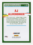 Exclusive AJ Allmendinger 2024 Donruss Racing Rare Gold Insert Trading Card #01/10. This ultra-rare NASCAR card features a vibrant gold design and showcases Allmendinger’s racing legacy. A must-have for serious collectors, it comes with a lifetime authenticity guarantee and makes a fantastic gift for fans.