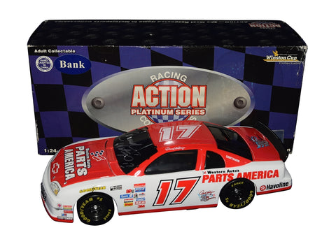 Autographed 1981-82 Darrell Waltrip #17 Western Auto Red Parts America diecast car. This collectible, signed through exclusive signings and HOT Pass access, includes a Certificate of Authenticity and our lifetime authenticity guarantee. Ideal gift for NASCAR fans and collectors.