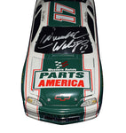 Own a piece of history with the Autographed 1984 Darrell Waltrip #17 Western Auto Parts America Vintage Black Window Bank Diecast Car, a limited vintage collectible. Exclusive signatures acquired through special signings and HOT Pass garage access. Includes Certificate of Authenticity (COA) – a cherished item for NASCAR fans and collectors.