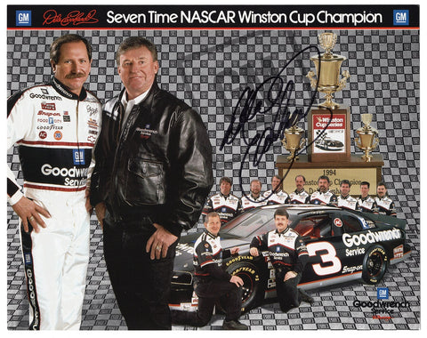 Own a piece of racing history with this autographed Dale Earnhardt Sr. 7-time NASCAR Champion hero card. Authenticity and COA included.