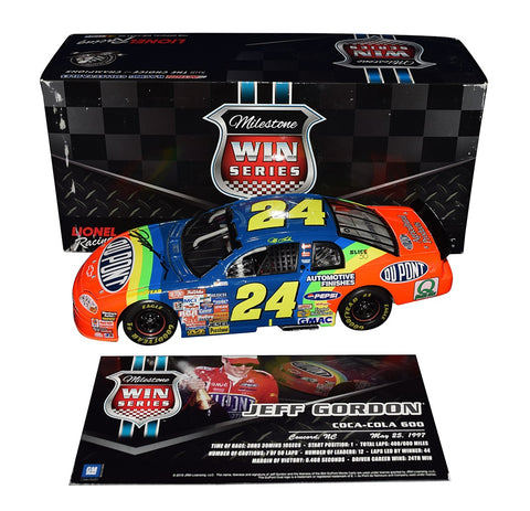 Collector's dream - Limited edition 1/24 scale Diecast Car commemorating Jeff Gordon's historic Coca-Cola 600 win. Autographed for ultimate authenticity.