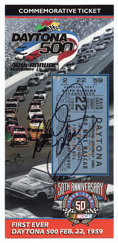 This autographed Daytona 500 Commemorative Ticket by Dale Earnhardt Sr. is a limited edition, with only a fraction bearing his signature. COA included.