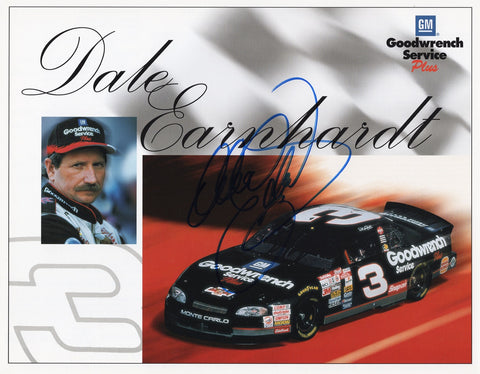 Own a piece of NASCAR history with an autographed 1999 Dale Earnhardt Sr. #3 GM Goodwrench Hero Card, a vintage gem signed by the legendary driver.