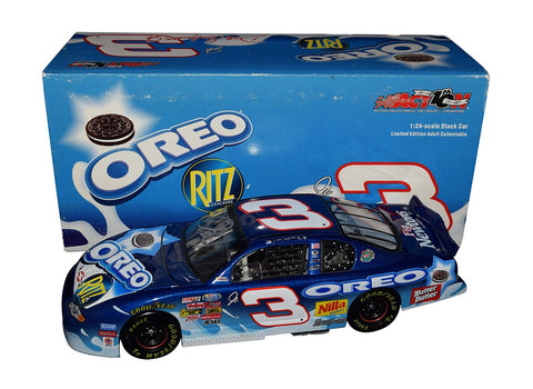 Capture the excitement of Dale Earnhardt Jr.'s 2002 Daytona Race with this autographed #3 Oreo Ritz Racing diecast car.