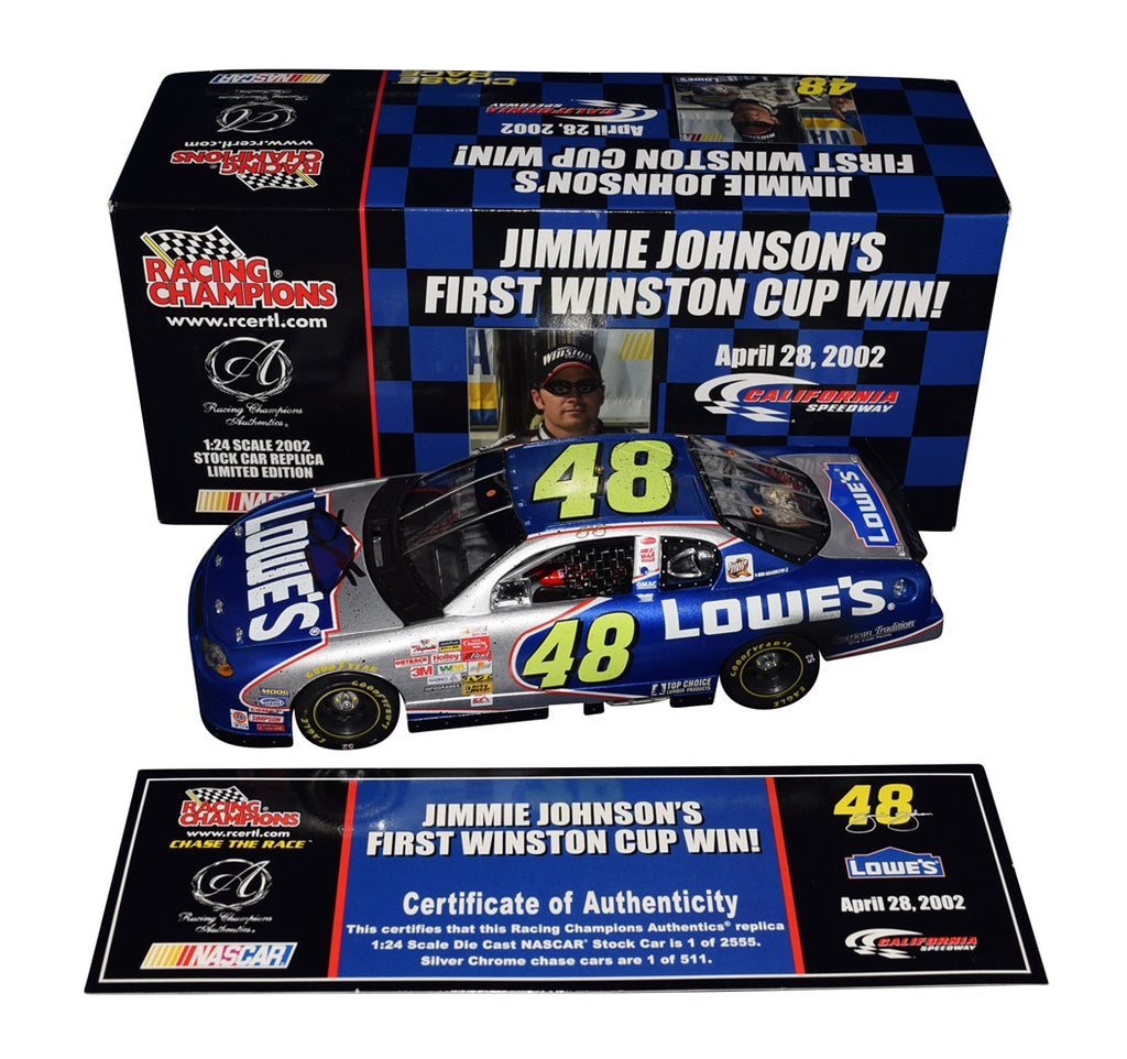 Autographed 2002 Jimmie Johnson 48 Lowes First Cup Series Win