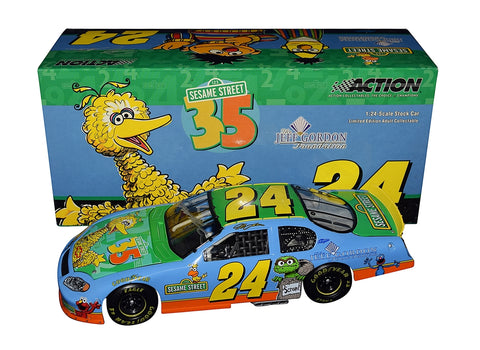 AUTOGRAPHED 2004 Jeff Gordon #24 Foundation BIG BIRD (Sesame Street) Sam Bass Design Signed Action 1/24 Scale NASCAR Diecast Car with COA (1 of only 9,612 produced)