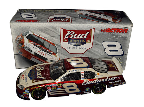Add a piece of NASCAR history to your collection with this autographed 2005 Dale Jr. #8 Budweiser Born On Date Diecast Car. Limited availability, each with a Certificate of Authenticity.