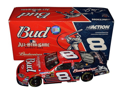 Celebrate Dale Jr.'s participation in the Detroit MLB All-Star Game with this autographed 2005 Dale Jr. #8 Budweiser Diecast Car. Limited availability, each with a Certificate of Authenticity.