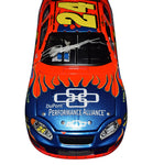 Signed Action 1/24 Scale Jeff Gordon #24 DuPont Blue Flames Performance Alliance Diecast Car - Front View: Feel the adrenaline with Jeff Gordon's signature prominently displayed on the front of this limited-edition collectible, capturing the essence of NASCAR excitement.