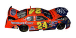 Authentic Jeff Gordon #24 DuPont Blue Flames Performance Alliance Diecast Car - Back View: Detailed design elements and vibrant blue flames make this diecast car a valuable addition to any NASCAR collection, perfect for display or gifting.