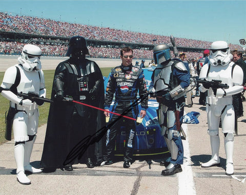Add a unique touch to your memorabilia collection with this autographed 2005 Jeff Gordon #24 Pepsi Racing Star Wars signed 8x10 inch glossy NASCAR photo. Ideal gift for NASCAR fans and Star Wars enthusiasts!