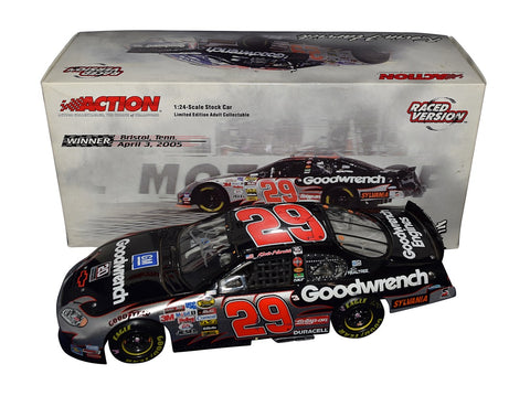 Autographed 2005 Kevin Harvick #29 Goodwrench Bristol Win Signed Diecast Car - Side View: Commemorate Kevin Harvick's victory at Bristol Motor Speedway with this exclusive diecast car, featuring authentic signatures obtained through exclusive signings.