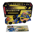 Autographed 2006 Kyle Busch #5 Kelloggs Racing NEW HAMPSHIRE WIN Diecast Car Description: Close-up image of the autographed 2006 Kyle Busch #5 Kelloggs Racing NEW HAMPSHIRE WIN diecast car, showcasing the unique one-of-a-kind design and Kyle Busch's authentic signature. A rare gem for NASCAR enthusiasts.