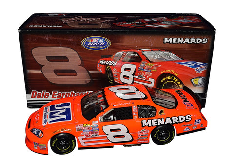 Autographed 2007 Dale Earnhardt Jr. #8 Menards Busch Series Signed Diecast Car - Side View: Capture the excitement of NASCAR with this exclusive diecast car, featuring authentic signatures obtained through exclusive signings.