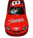 Signed Action 1/24 Scale Dale Earnhardt Jr. #8 Sharpie Racing Diecast Car - Front View: Experience the excitement of racing with Dale Earnhardt Jr.'s signature prominently displayed on the front of this collectible, commemorating his legendary races with the Sharpie Racing team.