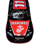 Signed 1/24 Scale Denny Hamlin #11 FedEx American Heroes Diecast Car - Front View: Pay homage to our American heroes with this autographed diecast car, proudly displaying the Marines tribute on the front and Denny Hamlin's authentic signature.