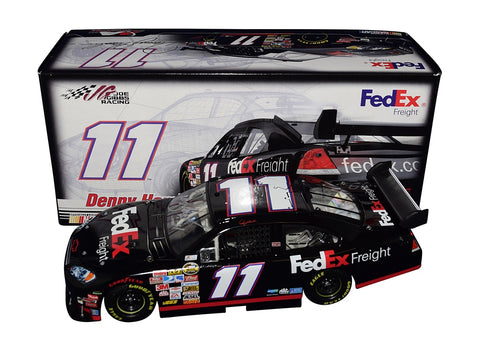 Autographed Denny Hamlin #11 FedEx Freight Racing Diecast Car - Side View: Celebrate NASCAR excellence with this autographed diecast car, featuring Denny Hamlin's iconic FedEx Freight Racing livery, meticulously signed for authenticity.