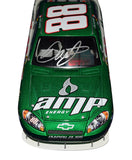 Detailed view of the Autographed 2008 Dale Earnhardt Jr. #88 AMP Energy - Mountain Dew Racing Diecast Car, showcasing Dale Earnhardt Jr.'s signature, symbolizing authenticity and his remarkable racing career.