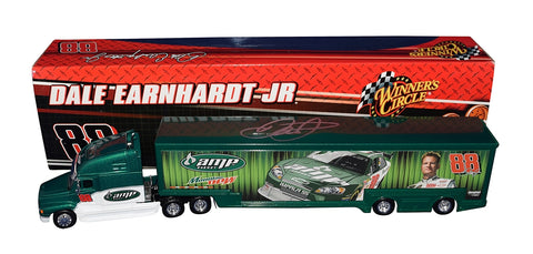 A close-up of the autographed Dale Earnhardt Jr. #88 AMP Energy Racing Winner's Circle Hauler, showcasing the signature of the renowned driver.