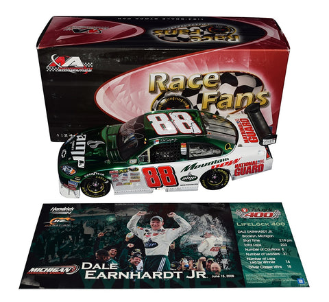 Looking for a unique gift? Consider this autographed 2008 Dale Jr. #88 Amp Energy Michigan Win Diecast Car. Color Chrome signature. COA included.