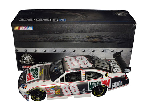 Autographed 2008 Dale Earnhardt Jr. #88 Mountain Dew Retro Diecast Car - Side View: Capture the essence of Dale Earnhardt Jr.'s Mountain Dew Retro scheme with this autographed diecast car, featuring exclusive signatures obtained through public/private signings.