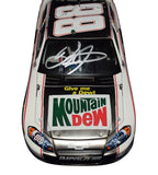 Signed Lionel 1/24 Scale Dale Earnhardt Jr. #88 Mountain Dew Retro Diecast Car - Front View: Celebrate Dale Jr.'s legendary career with this autographed diecast car, showcasing the iconic Mountain Dew Retro scheme and exclusive signatures prominently on the front.