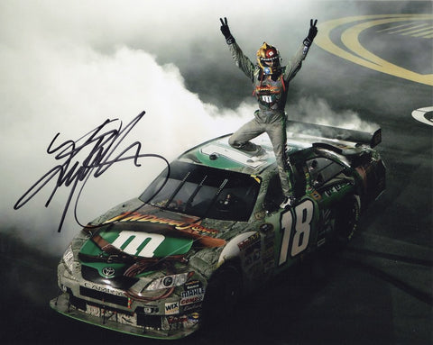 Limited edition Kyle Busch #18 Indiana Jones signed Darlington Race Win Victory Burnout photo. Ideal for fans and collectors!