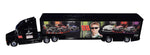 A side view of the collectible 1/64 scale NASCAR hauler transporter featuring the authentic signature of Dale Earnhardt Jr. and its vibrant AMP Energy branding. Accompanied by a Certificate of Authenticity.