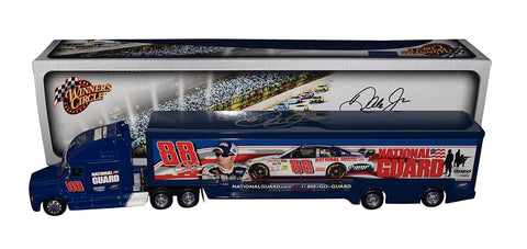 A close-up of the autographed Dale Earnhardt Jr. #88 National Guard Racing Winner's Circle Hauler, showcasing the signature of the renowned driver.