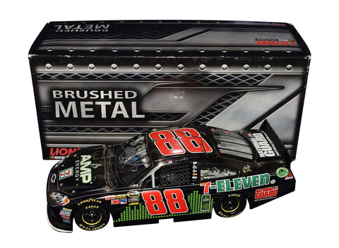Autographed 2012 Dale Earnhardt Jr. #88 Amp / 7-Eleven Racing RARE BRUSHED METAL Diecast Car Description: Close-up image of the autographed 2012 Dale Earnhardt Jr. #88 Amp / 7-Eleven Racing RARE BRUSHED METAL diecast car, featuring the eye-catching brushed metal finish and Dale Earnhardt Jr.'s authentic signature. A rare gem for NASCAR enthusiasts.