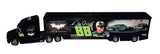 A side view of the collectible 1/64 scale NASCAR hauler transporter featuring the authentic signature of Dale Earnhardt Jr. This limited edition hauler is accompanied by a Certificate of Authenticity.