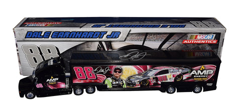 A close-up of the autographed Dale Earnhardt Jr. #88 AMP Energy PASSION FRUIT NASCAR Authentics Hauler, showcasing the signature of the renowned driver.