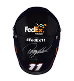 AUTOGRAPHED 2016 Denny Hamlin #11 FedEx Racing (Joe Gibbs Team Anniversary) Signed NASCAR Collectible Official Replica Mini Helmet with COA