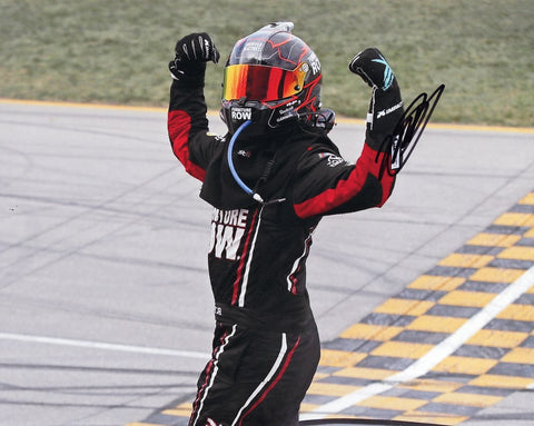 Add this genuine Martin Truex Jr. autographed 8x10 inch NASCAR photo to your memorabilia collection, featuring his triumphant finish line moment at the 2016 Chicagoland race. Limited availability – don't wait!