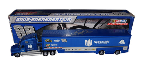 A close-up of the autographed Dale Earnhardt Jr. #88 Nationwide Racing NASCAR Authentics Hauler, showcasing the signature of the legendary driver.