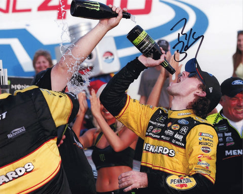AUTOGRAPHED 2018 Ryan Blaney #12 Pennzoil CHARLOTTE ROVAL WIN (Victory Lane Champagne) Signed 8x10 Inch Picture NASCAR Photo with COA
