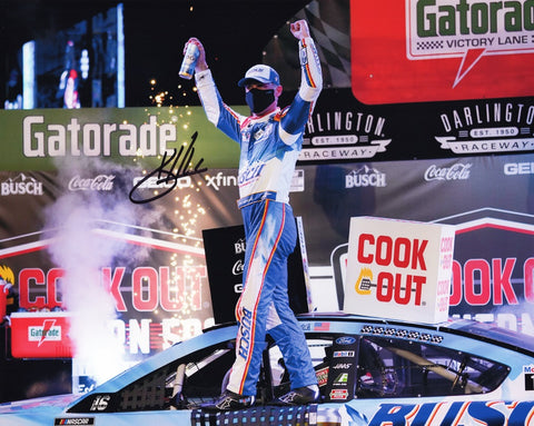 Experience the thrill of victory with this autographed 2020 Kevin Harvick #4 Busch Racing Darlington Win 8x10 photo. Each signature is a mark of authenticity, obtained through exclusive signings and garage access via HOT Passes. A must-have for NASCAR fans.