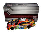 Autographed 2021 Kyle Busch #18 M&M's Mix Toyota 30TH ANNIVERSARY Diecast Car Description: A detailed image showcasing the autographed 2021 Kyle Busch #18 M&M's Mix Toyota 30TH ANNIVERSARY diecast car, highlighting the unique 30th anniversary design. A rare collectible for NASCAR enthusiasts and Kyle Busch fans.