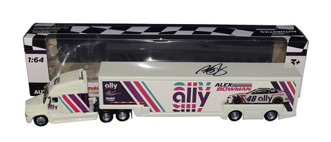 AUTOGRAPHED 2022 Alex Bowman #88 Ally Racing (Hendrick Motorsports) NASCAR Authentics 1/64 Scale Transporter Hauler with COA