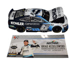 Relive the adrenaline of Keselowski's victory with the Autographed 2022 Brad Keselowski #6 Kohler Generators Daytona Duel #1 Win Diecast Car, a raced version collectible. Includes COA for authenticity.