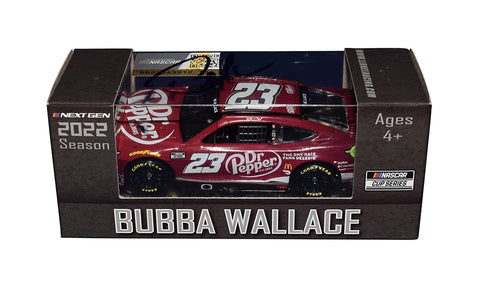 Front view of the AUTOGRAPHED 2022 Bubba Wallace #23 Dr. Pepper Racing Diecast Car, a must-have for NASCAR collectors.