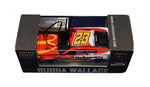 Detailed view of Bubba Wallace's authentic signature on the AUTOGRAPHED 2022 McDonald's Toyota Diecast Car, a NASCAR gem.