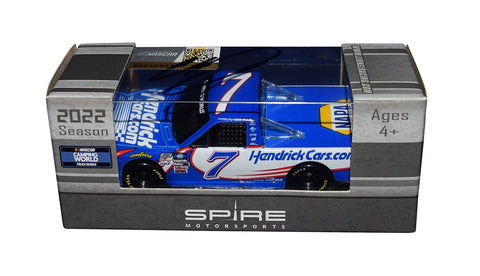 Capture the essence of NASCAR history with the AUTOGRAPHED 2022 Chase Elliott #7 Hendrick Racing Craftsman Truck Series 1/64 Scale Collectible Diecast Truck. This meticulously crafted diecast truck bears Chase Elliott's genuine signature, making it a limited edition treasure for dedicated racing enthusiasts and collectors alike.