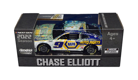 Autographed 2022 Chase Elliott #9 NAPA Racing ATLANTA WIN Diecast Car with COA - Limited Edition Collectible. This 1/64 scale NASCAR diecast car showcases the thrilling raced version of Chase Elliott's victory in Atlanta. With exclusive signatures and a Certificate of Authenticity included, it's a must-have for any NASCAR enthusiast.